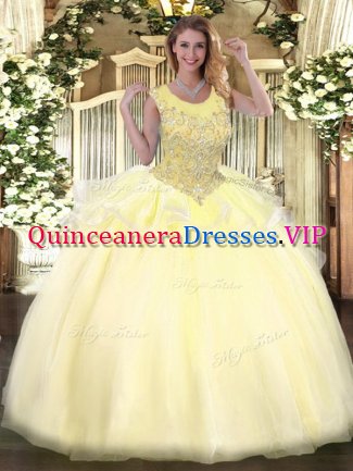 Chic Scoop Sleeveless Organza Quince Ball Gowns Beading Zipper