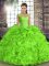 Sleeveless Floor Length Beading and Ruffles Lace Up Quinceanera Gowns