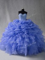 Elegant Floor Length Ball Gowns Sleeveless Blue 15th Birthday Dress Lace Up