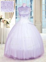 Lavender Zipper High-neck Beading Quinceanera Gown Tulle Sleeveless(SKU PSSW0288-6BIZ)