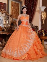 Gorgeous Orange Red Ruched Bodice Quinceanera Dress For In Altoona Iowa/IA Sweetheart Organza Beading Ball Gown