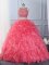 Custom Fit Floor Length Ball Gowns Sleeveless Hot Pink Quince Ball Gowns Lace Up