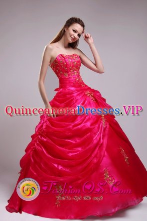 Sweetheart Appliques Decorate Pick-ups Inspired Red Quinceanera Dress In Moab Utah/UT