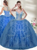 Dramatic Floor Length Ball Gowns Sleeveless Blue Sweet 16 Dresses Zipper(SKU SJQDDT115002-1BIZ)
