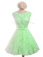 Custom Fit Sleeveless Lace Knee Length Lace Up Damas Dress in Green with Belt(SKU SWBD149-8BIZ)