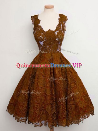 Lace Sleeveless Knee Length Court Dresses for Sweet 16 and Lace - Click Image to Close
