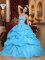 Ketchum Idaho/ID Aqua Blue Ball Gown Sweetheart Strapless Floor-length Organza Beading Quinceanera Dress