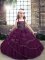 Perfect Purple Lace Up Straps Beading and Ruffled Layers Pageant Dress Wholesale Sleeveless