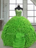 Nice Ball Gowns Sweet 16 Dress Green Sweetheart Organza Sleeveless Floor Length Lace Up
