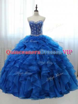 Custom Design Organza and Tulle Sleeveless Floor Length Vestidos de Quinceanera and Beading and Ruffles