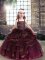 Burgundy Sleeveless Tulle Lace Up Pageant Dress for Womens for Party and Wedding Party