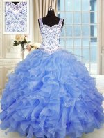 Fine Floor Length Blue Sweet 16 Quinceanera Dress Sweetheart Sleeveless Lace Up(SKU PSSW0319-6BIZ)