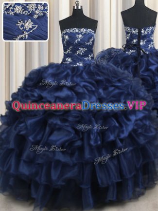 Sleeveless Appliques and Ruffles and Pick Ups Lace Up Sweet 16 Dresses