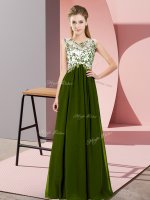 Excellent Floor Length Zipper Dama Dress Olive Green for Wedding Party with Beading and Appliques(SKU BMT0377-7BIZ)