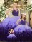 Pretty Ruffles and Ruching Quinceanera Gown Multi-color Backless Sleeveless Floor Length