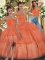 Orange Lace Up Sweetheart Ruffled Layers Quinceanera Dress Organza Sleeveless