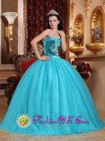 Bulle Switzerland Sweetheart Sequin Decorate Bust Turquoise Stylish Quinceanera Dresses Party Style