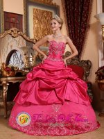 New style Strapless Embroidery with Beading Impression Hot Pink Cottonwood AZ Quinceanera Dress Sweetheart Taffeta Ball Gown(SKU QDZY048y-5BIZ)