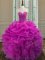 Flirting Floor Length Ball Gowns Sleeveless Fuchsia 15 Quinceanera Dress Lace Up