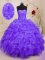 Glamorous Beading and Ruffles and Hand Made Flower Sweet 16 Quinceanera Dress Purple Lace Up Sleeveless Floor Length