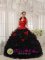 Arenys de Munt Spain Black and Red Hand Made Flowers For Christmas Party Dress with Ruffles Layered