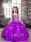 Purple Off The Shoulder Neckline Beading Kids Formal Wear Sleeveless Lace Up