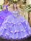 High Class Lavender Ball Gowns Beading and Ruffled Layers Sweet 16 Dress Lace Up Organza Sleeveless Floor Length