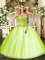 Tulle Sweetheart Sleeveless Lace Up Beading Sweet 16 Dress in Yellow Green