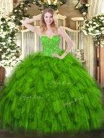 Floor Length Green Sweet 16 Quinceanera Dress Sweetheart Sleeveless Lace Up
