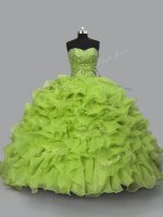 Shining Yellow Green Sleeveless Organza Lace Up Sweet 16 Dresses for Sweet 16 and Quinceanera(SKU PSSW0913-3BIZ)