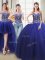 Four Piece Royal Blue Party Dress Military Ball and Sweet 16 and Quinceanera with Beading Sweetheart Sleeveless Lace Up