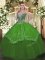 Gorgeous Green Ball Gowns Beading and Embroidery Quinceanera Gowns Lace Up Taffeta and Tulle Sleeveless Floor Length