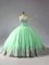 Suitable Tulle Sweetheart Sleeveless Court Train Lace Up Appliques Sweet 16 Dress in Apple Green