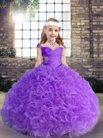 Purple Sleeveless Fabric With Rolling Flowers Kids Pageant Dress for Party and Wedding Party(SKU PAG1267-3BIZ)