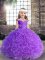 Purple Sleeveless Fabric With Rolling Flowers Kids Pageant Dress for Party and Wedding Party