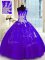 Vintage Floor Length Purple Sweet 16 Quinceanera Dress One Shoulder Sleeveless Lace Up