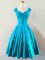 Captivating Baby Blue Sleeveless Knee Length Ruching Lace Up Quinceanera Dama Dress