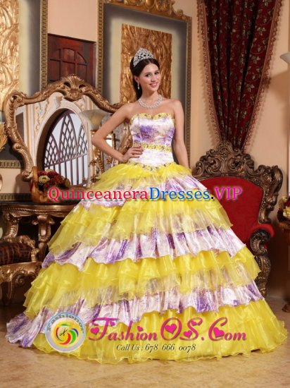 Sweetheart Beading and Ruffles Wholesale Multi-color Himeville South Africa Quinceanera Gowns Made In Organza - Click Image to Close