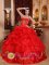 Ball Gown Gorgeous bright Red Sweet 16 Dress With Pick-ups and Beading In Spring IN Argelia colombia
