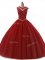 Traditional Wine Red Scoop Lace Up Beading and Lace Quinceanera Gown Sleeveless