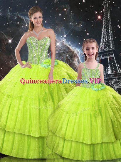 Sweetheart Sleeveless Organza Ball Gown Prom Dress Ruffled Layers Lace Up - Click Image to Close