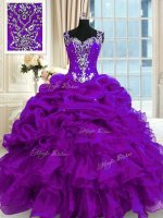 Best Pick Ups Floor Length Purple Quinceanera Gown Straps Sleeveless Lace Up(SKU PSSW0325-6BIZ)