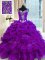 Best Pick Ups Floor Length Purple Quinceanera Gown Straps Sleeveless Lace Up