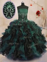 Eye-catching Floor Length Multi-color Quinceanera Dresses Organza Sleeveless Beading and Ruffles
