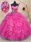 Admirable Hot Pink Lace Up 15th Birthday Dress Beading and Ruffles Sleeveless Floor Length