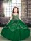 Superior Dark Green Ball Gowns Beading and Embroidery Kids Pageant Dress Lace Up Tulle Sleeveless Floor Length