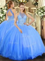 Tulle Sleeveless Floor Length Quince Ball Gowns and Beading(SKU SJQDDT1214002BIZ)