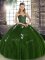 Beading and Appliques Quinceanera Gown Olive Green Lace Up Sleeveless Floor Length