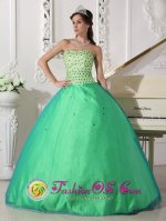 Beading Decorate Bodice Spring Green Tulle Sweet Sachsen Quinceanera Dresses