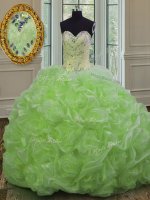 Sumptuous Organza Sweetheart Sleeveless Sweep Train Lace Up Beading Vestidos de Quinceanera in(SKU PSSW066-1BIZ)